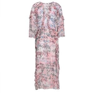 IRO Ruffle-trimmed printed georgette midi dress